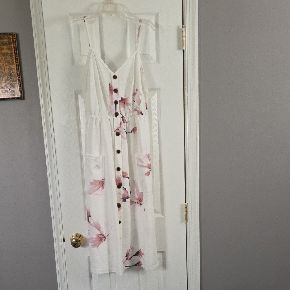 Floral White and Pink Dress